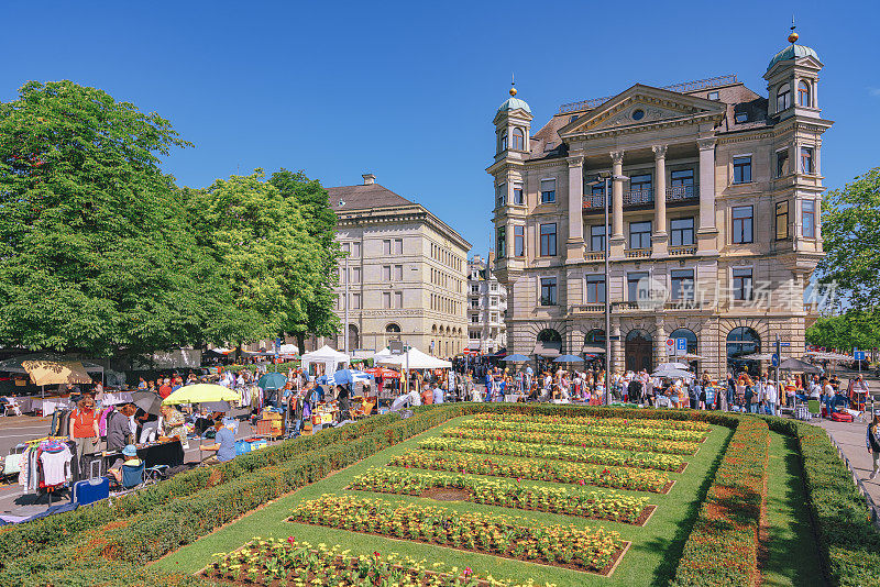 Bürkliplatz Flea Market in Zurich, Switzerland